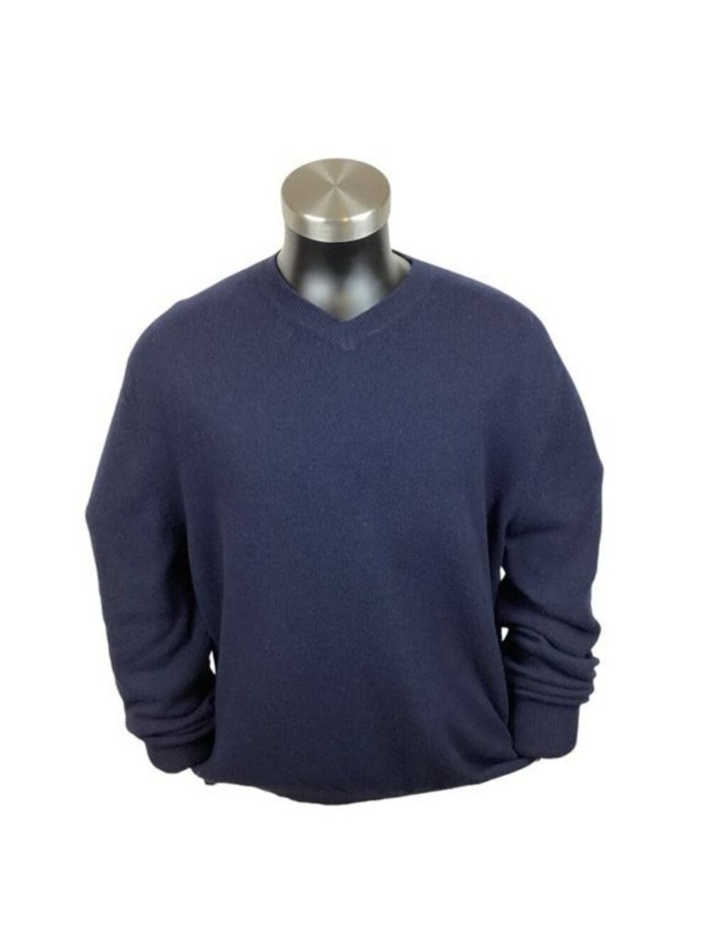 Marshall Fields Cashmere Navy V-Neck Sweater Mens Large